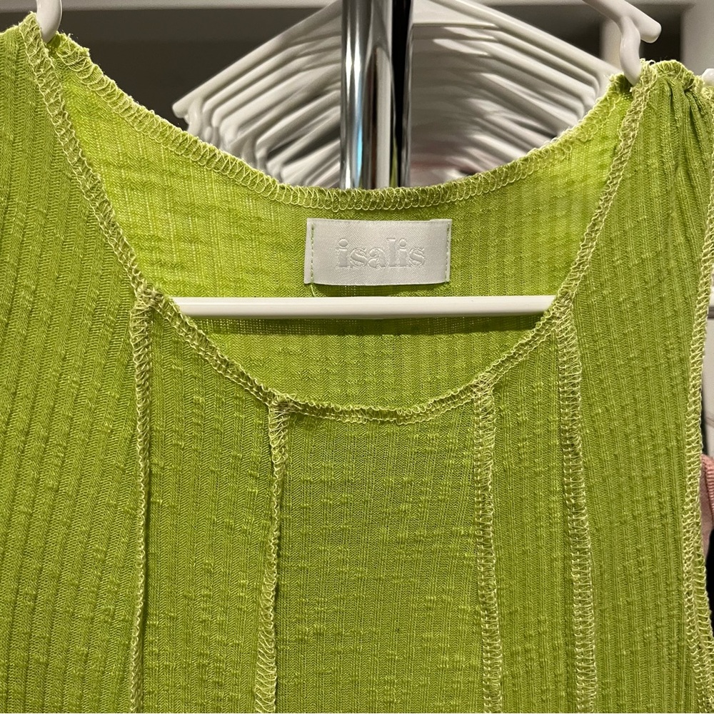 ISALIS raw hem green mini dress!
